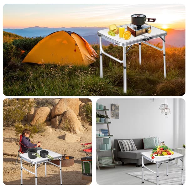 Bärbart hopfällbart campingbord, aluminium, hopfällbart utomhusbord för picknick, camping, vandring