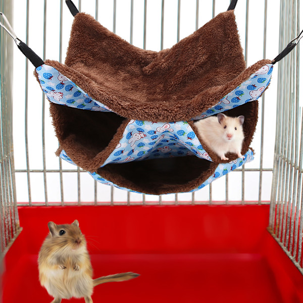 Tre-lagers Liten Djur Varm Hängmatta Säng Sovsäck för Hamster Sockerflygare Ekorrar Blå