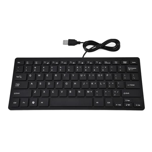 78 Taster Ultratyndt Mini USB-kablet Tastatur til Stationær Computer Laptop PC (Sort)