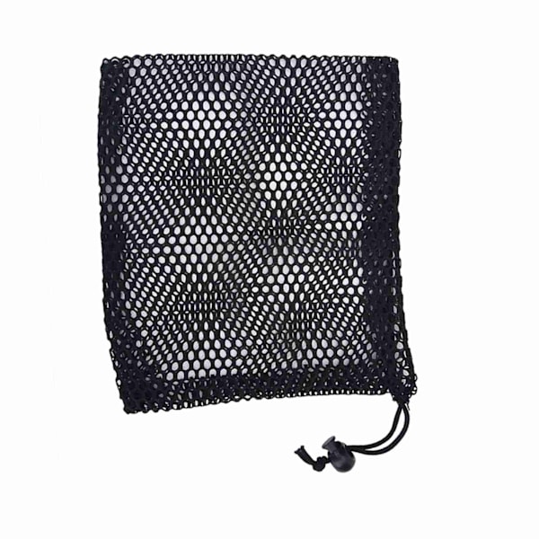 Svart Nylon Mesh Snørestropp Pose Golfballer Holder Oppbevaringspose (M)