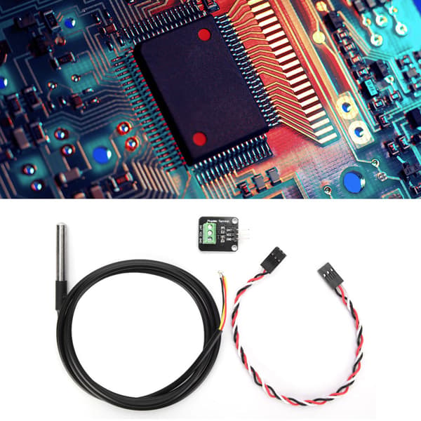 Temperatursensormodulsett med 1 stk. vanntett sensor i rustfritt stål, elektronisk komponent