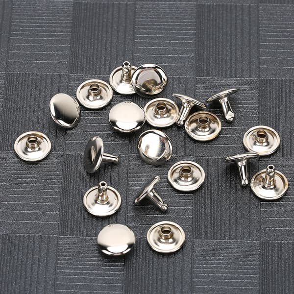 200 set dubbelnit rund stud nit järn jeans knapp läderskor väskor kläder 12x10mm silver