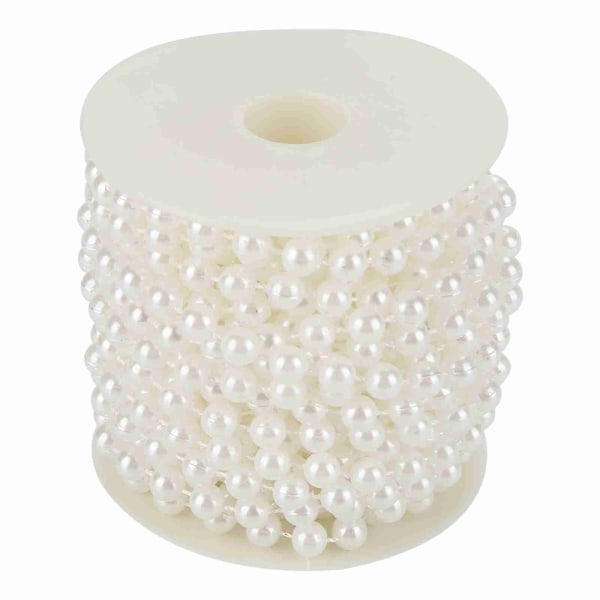 10m/rulle Slipning av pärltrådspärlor Garlandsnöre Gör det själv bröllopsdekoration 8 mm (vit)
