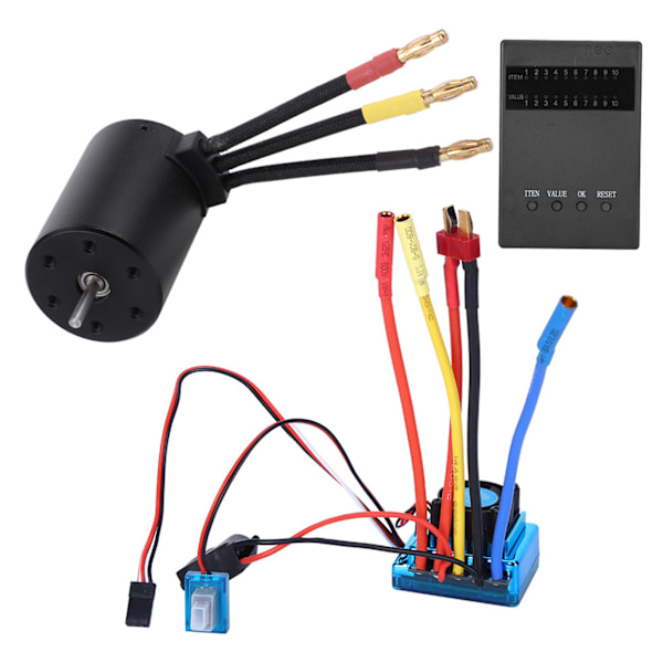3650 Motor 3100Kv Borstlös ESC Programmeringskort Set för 1/10 RC Bil Ersättningsdel (120A)