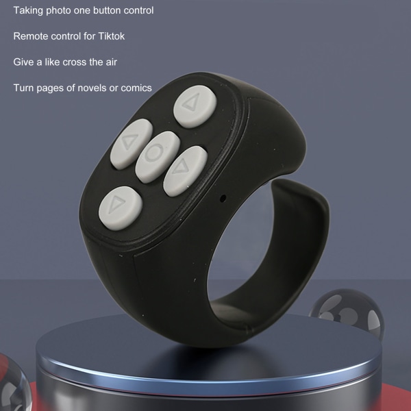 Smart Ring Controller Bluetooth 5.3 Trådlös fjärrkontroll Page Turner för Tik Tok Electronic Book Black