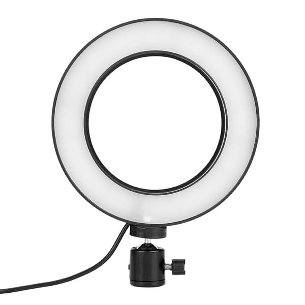 6 tommer Ringformet Fotograferingslys 3 Farver Justerbar Fyldlys USB-interface