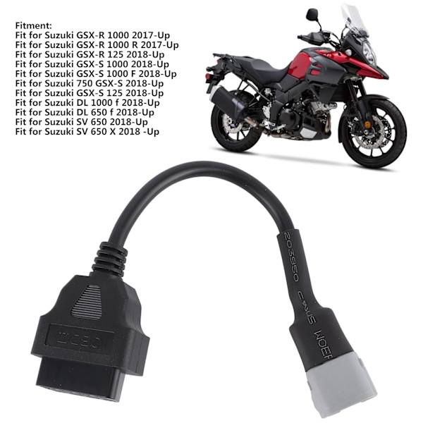 6-pinners OBD2 Diagnostisk Adapter Ledningsnett Erstatning Passer for Suzuki GSXR 1000/1000R/125