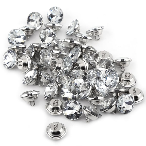 Diamante Silver Rhinestone Crystal Sömnadshantverk med runda knappar (20 mm)