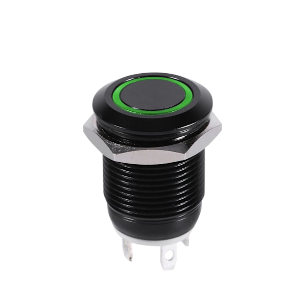 Bil 12mm LED Lys Momentary Trykknap Kontakt Toggle Sort Kabinet 2A