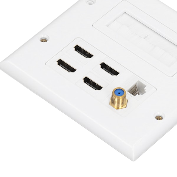 6 Port Veggplate 4 HD Multimedia Interface 1 Cat 6 Koaksial 1 TV F Hode Jack Uttak Monteringsfrontplate