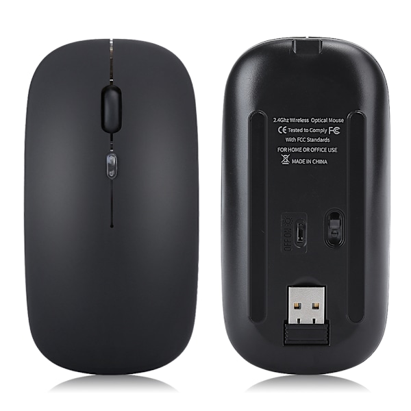 Langaton hiiri 2.4G Ladattava USB Langaton Pelihiiri LED Värikkäällä Valolla Musta
