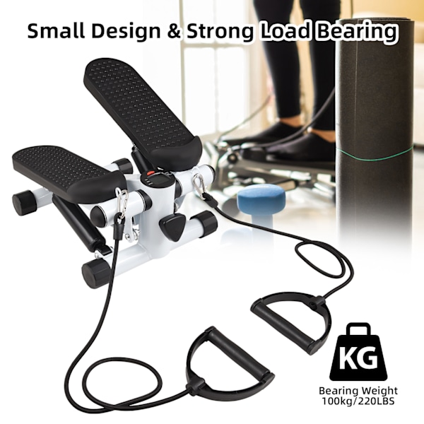 Mini Stepper til Træning Hjemme med Modstandsbånd LCD-Display Kapacitet 100kg Trappe Stepper