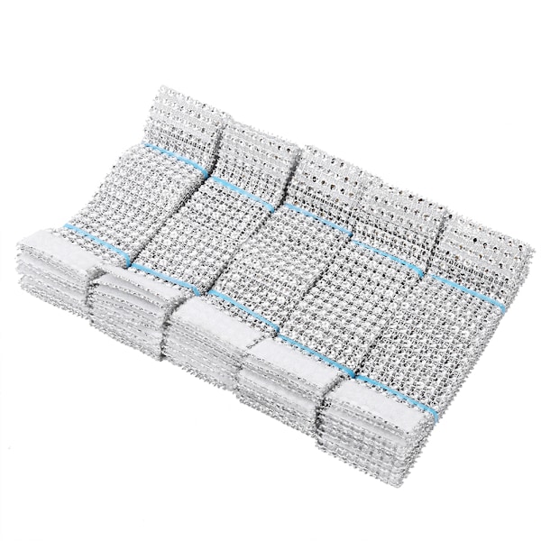 50 stk. 8 Rader Stolsløyfe Serviettringer Diamant Mesh Bånd For Bryllup Jul Sølv