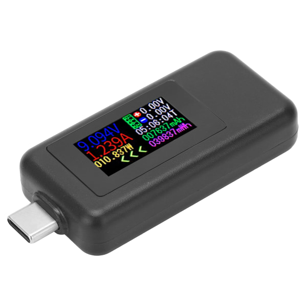 USB C Power Tester Spänning Ström 2 i 1 Meter Voltmeter Amperemeter Färgskärm DC4‑30V