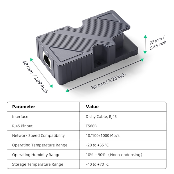För Starlink Dishy V2 till RJ45 Adapter Ethernetkabel och Konverteringskit med POE-injektor T568B Pin 10/100/1000Mb/s