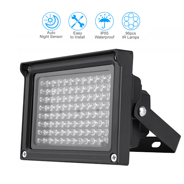 96 LED IR Illuminator Array Infrarøde Lamper Nattsyn Utendørs Vanntett For CCTV Sikkerhetskamera