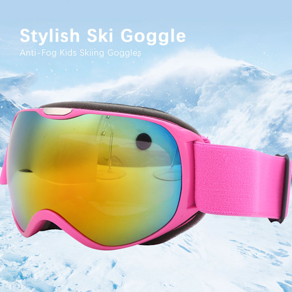 Skibriller Anti-Dimma Vindtäta Dubbla Lager PC-Linser Klättring Snösporter Glasögon för Barn (Rosa)
