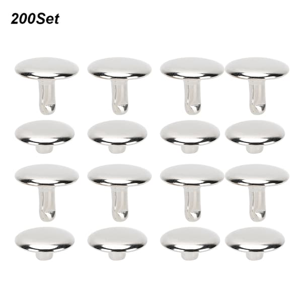 200 set dubbelnit rund stud nit järn jeans knapp läderskor väskor kläder 12x10mm silver