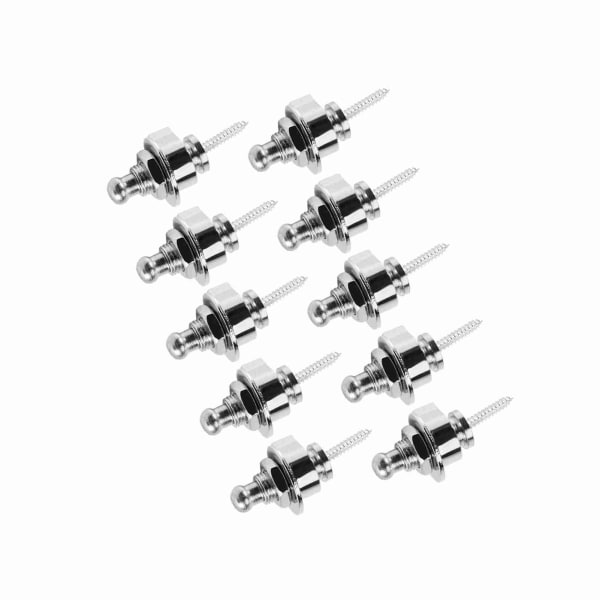10 st Guitar Metall Bassträdslås Halksäkra Straplocks Tillbehör för Elgitarr (Silver)