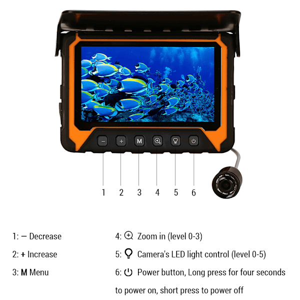 Undervandsfiskekamera med 5\" LCD-skærm 120° 500.000 Pixels 8 stk. IR-nattesyn til flod-/isfiskeri
