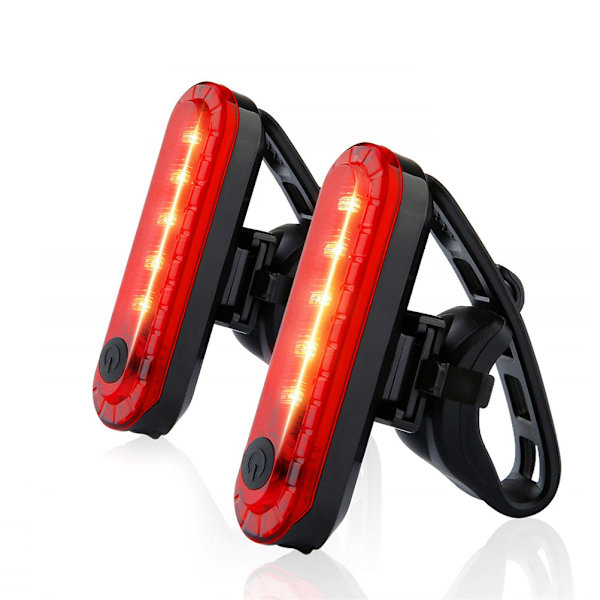 2 Pak Baglygte til Mountainbike Ultrastærk USB Genopladelig Baglygte Rød High Led