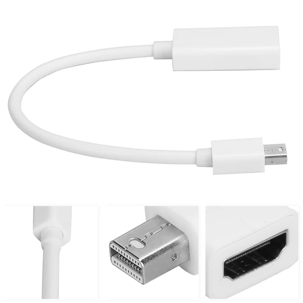 Mini DP Han til HD Multimedie Interface Hun Adapter til MacBook Display Projektor Hvid