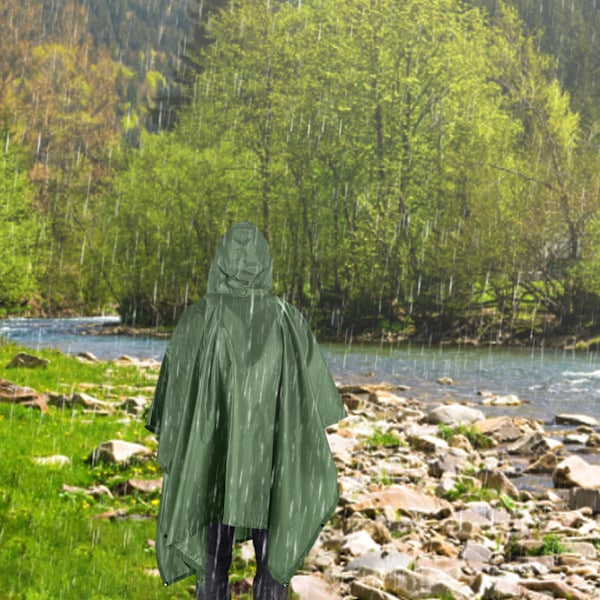 TOMSHOO Regnponcho med hætte og lomme, letvægts vandtæt regnjakke solly for mænd og kvinder, camping, vandring, rejser