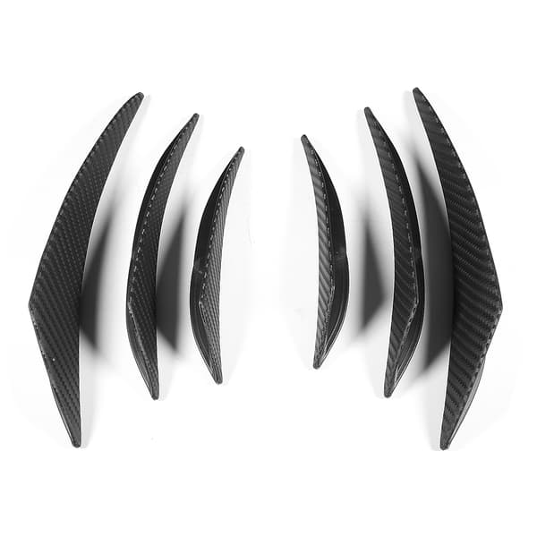 6 stk. Kulfibertekstur Bilkofanger Fin Canard Splitter Diffuser Valence Spoiler Læbe