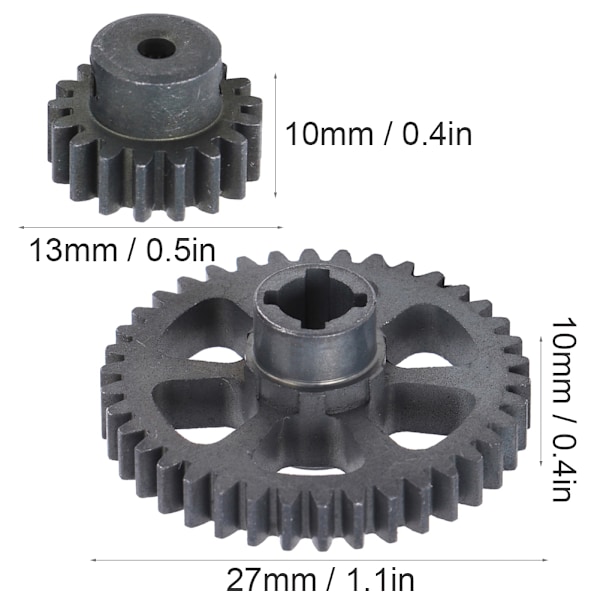 Reduceringsväxel 38T Motorväxel Tillbehör 17T Passar för Wltoys A959 A979 A969 1/18 RC Bil