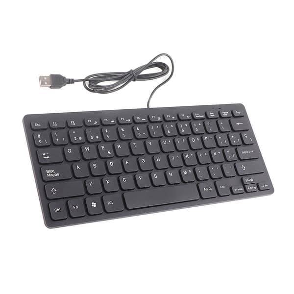 Kablet Mini Bærbart Spansk Tastatur USB-interface til Stationær Computer Ultratynd 78 Taster