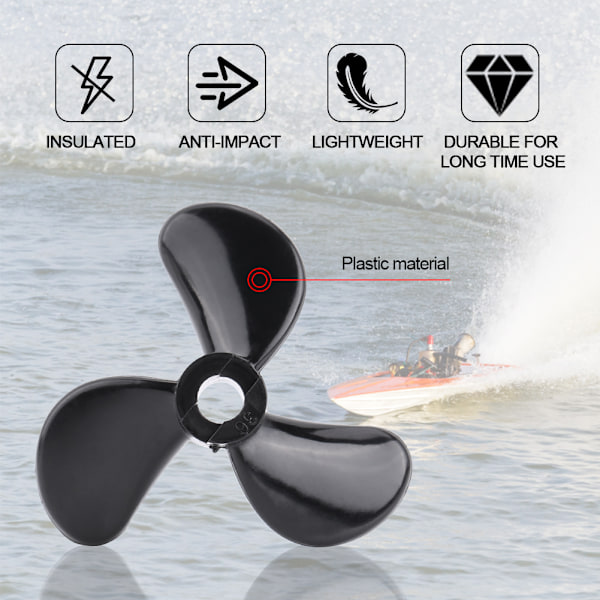 1 par Fjärrstyrd Skeppsdelar 3 Blad Plast RC Båt Utombordare Propellrar Set Tillbehör