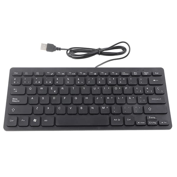 Kablet Mini Bærbart Spansk Tastatur USB-interface til Stationær Computer Ultratynd 78 Taster