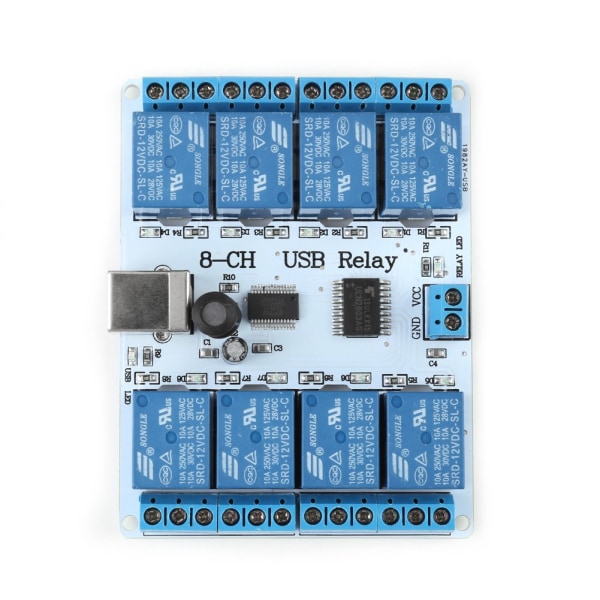 8-kanals 12VDC Typ B USB Relay Board Modul Controller för automationsrobotik