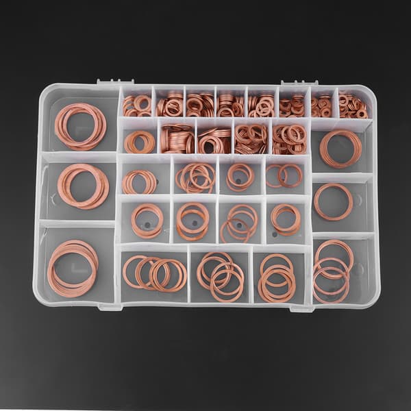570 stk. Kobber Skiver Flat Ring Sett Kit med Plastboks
