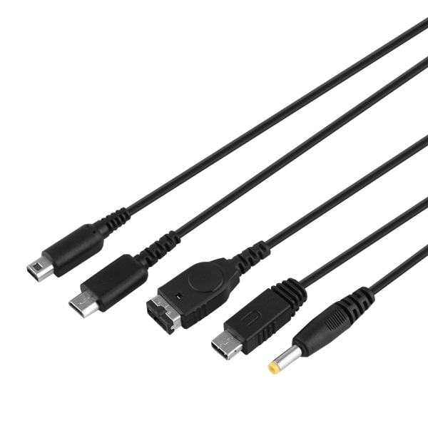 5 i 1 USB laddare för Nintendo NDS Ll XL 3DS Wii U PSP multi