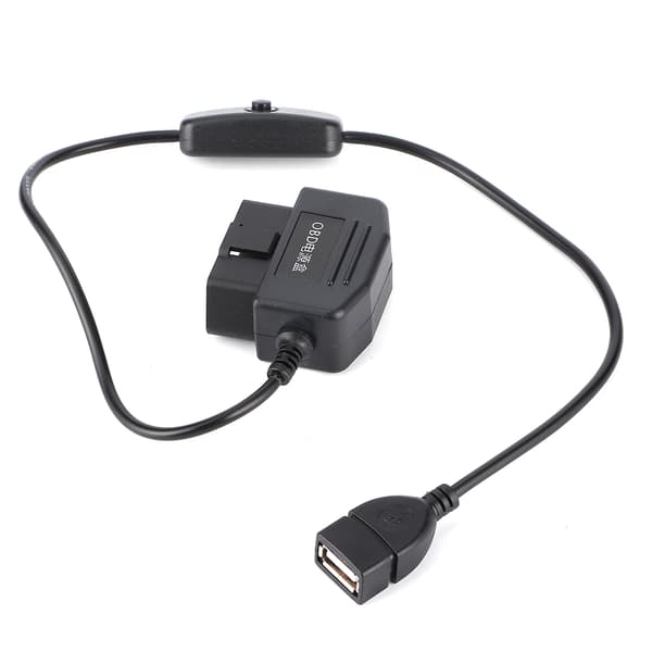 18.7in OBD2 USB Strømkabel 16Pin Stik Oplader til Bil GPS DVR Kamera