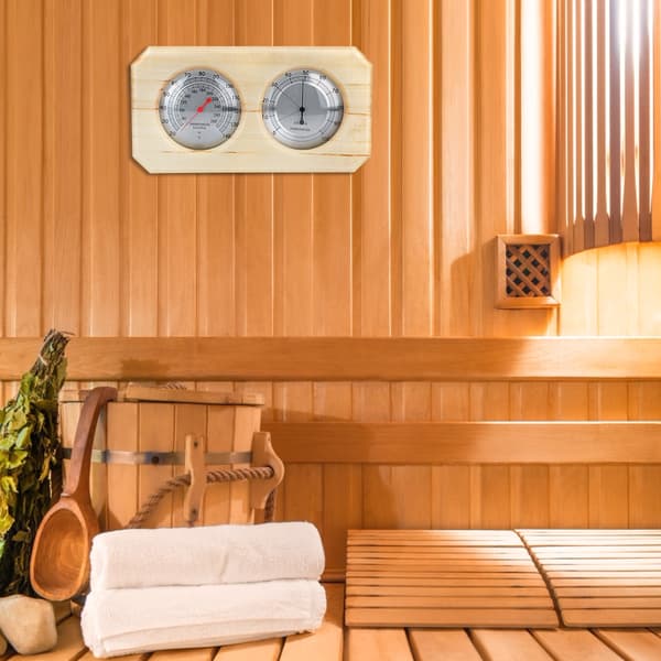 Bærbar 2-i-1 Træ Termo Hygrometer Termometer Hygrometer Damp Sauna Rum Tilbehør