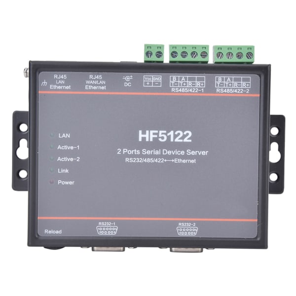 HF-5122 Dobbel Seriell Port til Ethernet RS232 / RS485 / RS422 Seriell Server 5 - 36VDC