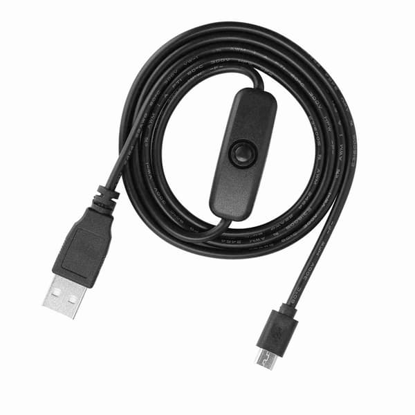Micro USB Strömladdningskabel med På/Av-knapp för Raspberry Pi 3 / 2 / B / B+ / A