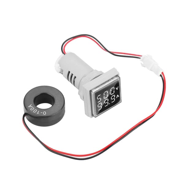 LED Digital Display AC Spænding Strømmåler Indikator 22mm 0-100A Måler Indikator (hvid)