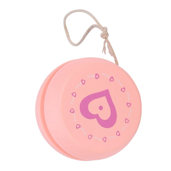 Söt tecknad trä-yo-yo boll leksak för tidig utbildning för barn (rosa hjärta)