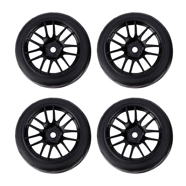 4 stk. Gummi RC Racing Dæk Bil On Road Fælg Passer Til HSP HPI 9068‑6081 1/10