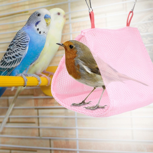 Sommer Åndbar Mesh Kæledyrsfugl Papegøje Rede Hængekøje Seng Hamster Hus Bur Legetøj (Pink)