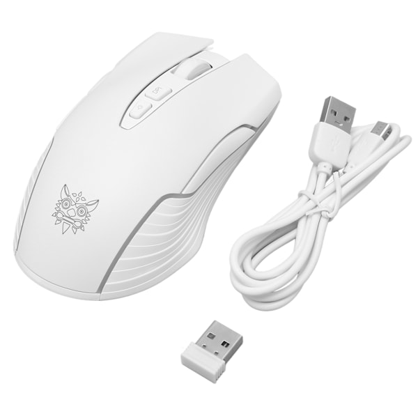 Trådløs Mus 2.4G Genopladelig USB RGB Professionel Optisk Sensor Gaming Mekanisk Mus Hvid