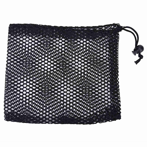 Svart Nylon Mesh Snørestropp Pose Golfballer Holder Oppbevaringspose (M)