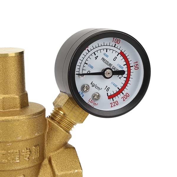 DN20 Messing Justerbar Vandtryksregulator Reducer med Måler