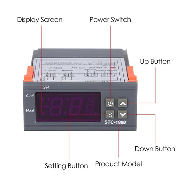 STC-1000 Digital Temperaturkontroller Varme Kjøling Centigrade Termostat med Sensor