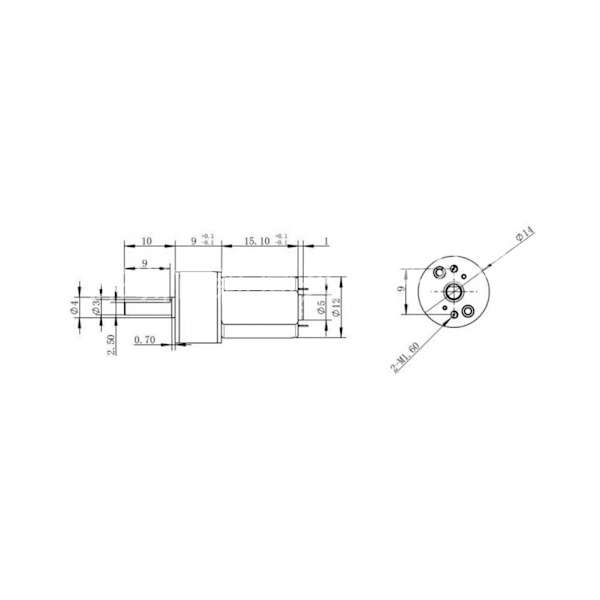 DC6V 14MM N20 Mikro Metallinen Vaihdelaatikko Pölytiivis Moottori Robotti DIY:lle (100RPM)