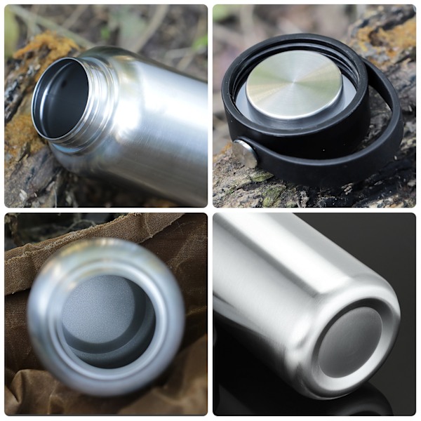 TOMSHOO 1050ml Rostfri Vattenflaska Läckagesäker Sportflaska med 750ml Vattenkopp Kaffemugg för Utomhuscamping Vandring Backpacking Fiske