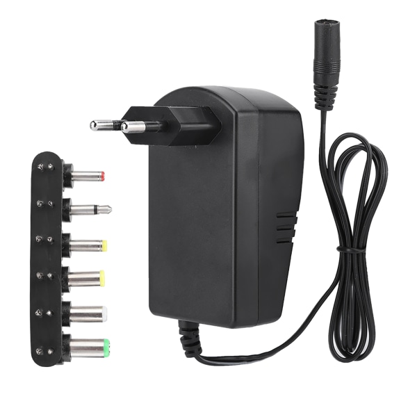 Universal 30W 3V-12V justerbar power med 6 kontakter (EU-kontakt 100-240V)